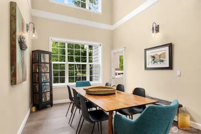 A grand view of the expansive dining room.