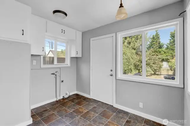 Indoor laundry washer and dryer hookups