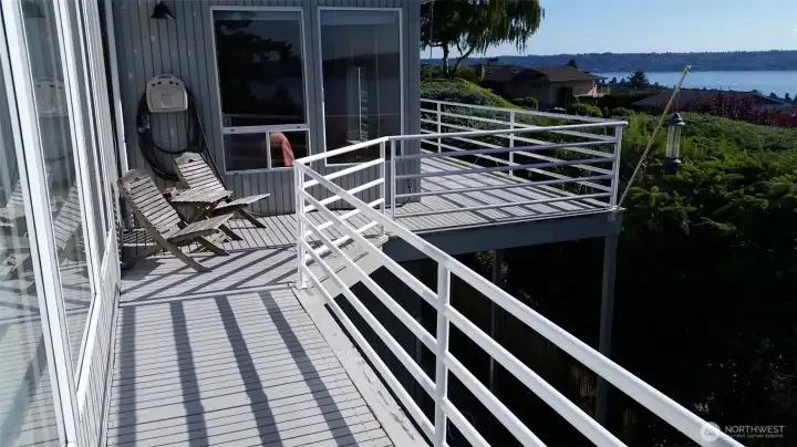 The home has nearly a complete wrap around deck for outdoor living enjoyment year-round.