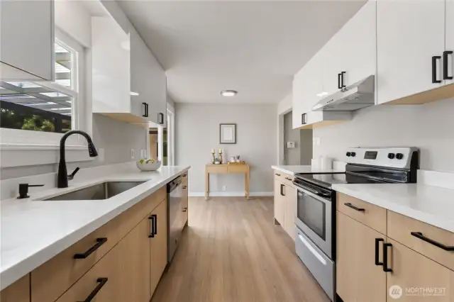 Modern cabinetry and lots of lights