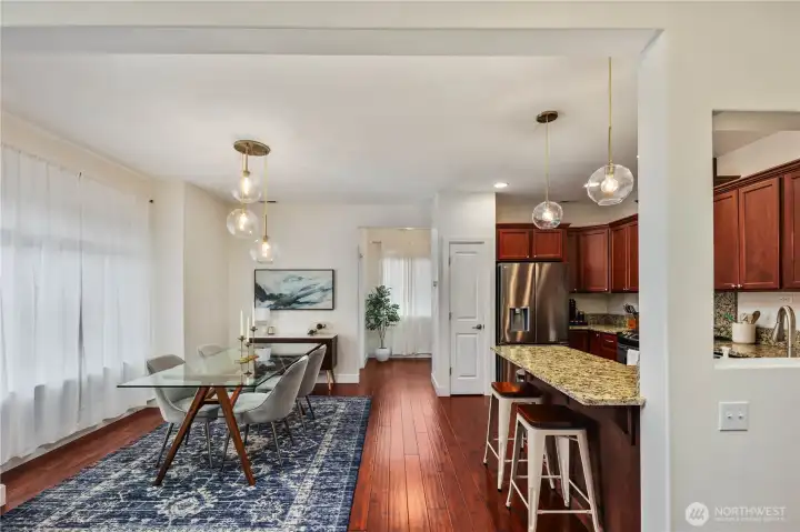 Flows to dining room and open concept kitchen