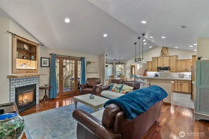 Living area includes the kitchen with an eating area.