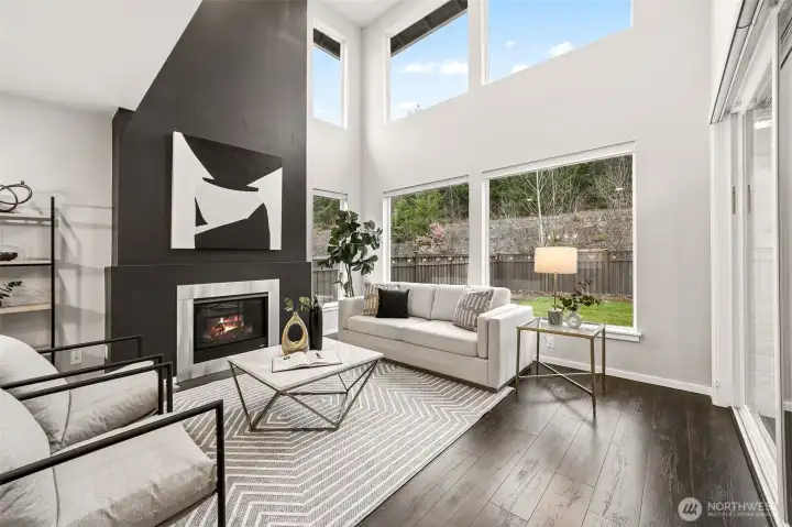 Living room with slider to back deck