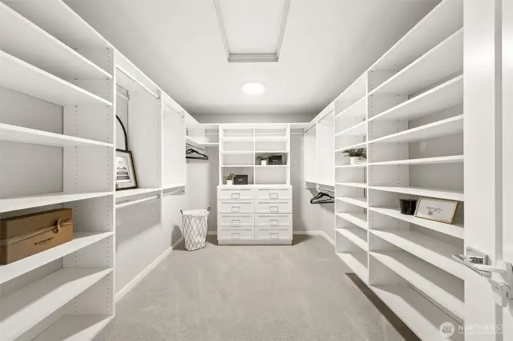 Custom closet in primary bedroom