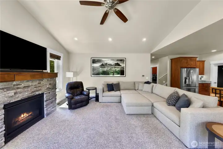 Great room with fireplace