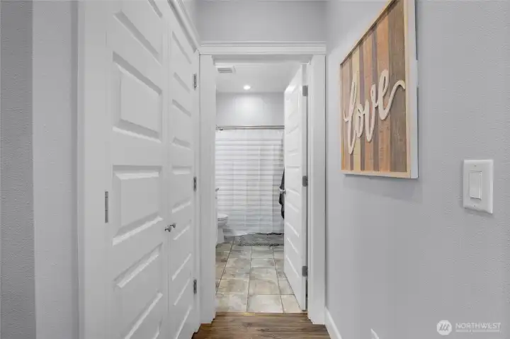 Thoughtfully designed hallways connect the living spaces while providing privacy for the bedroom wing.