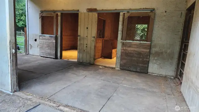 2 huge stalls, a tack room and hay storage for many tons.  Ready to use Barn.