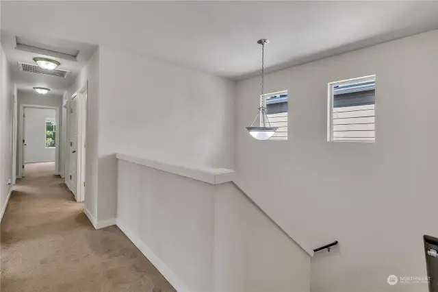 Upstairs Landing. Hallway leads to Guest Beds, Guest Full Bath, Laundry Room, and Utility Closet.