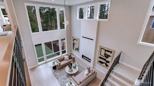 View from Upper Level shows how expansive the Great Room is!