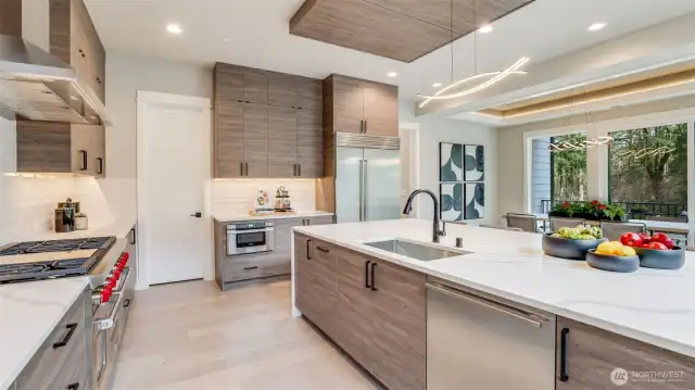 Countertop and cabinet storage space to spare!