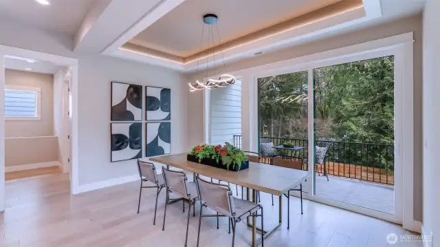 Spacious Dining Room that's steps from the covered deck