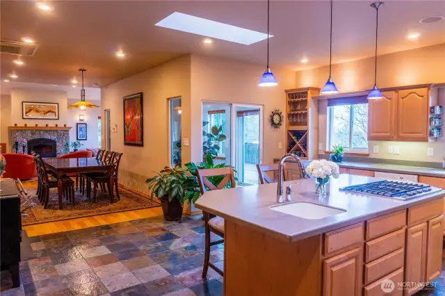 Wonderful open design where living room flows into the dining room and the kitchen.