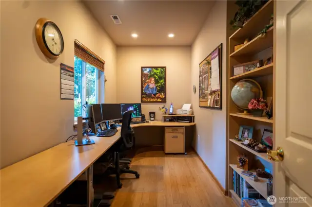 Office on the main floor with view to the entry to the property.