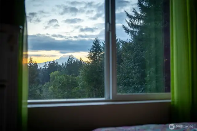 View of Mt Rainier from the upper floor.