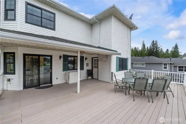 Huge deck to enjoy summertime meals and entertainment