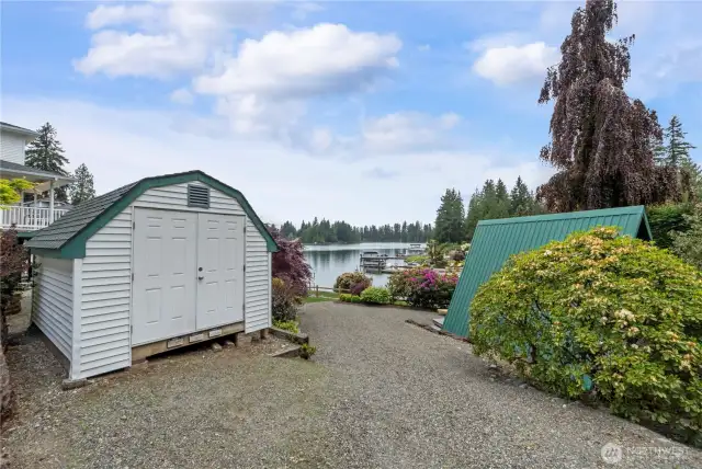 Drive down side driveway to 2 of the outbuildings
