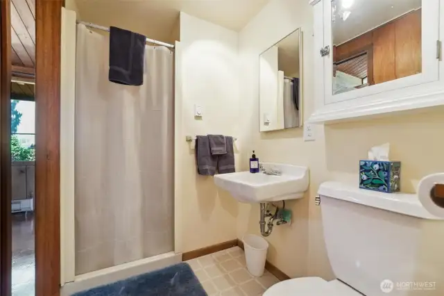 Nice sized bathroom with shower.