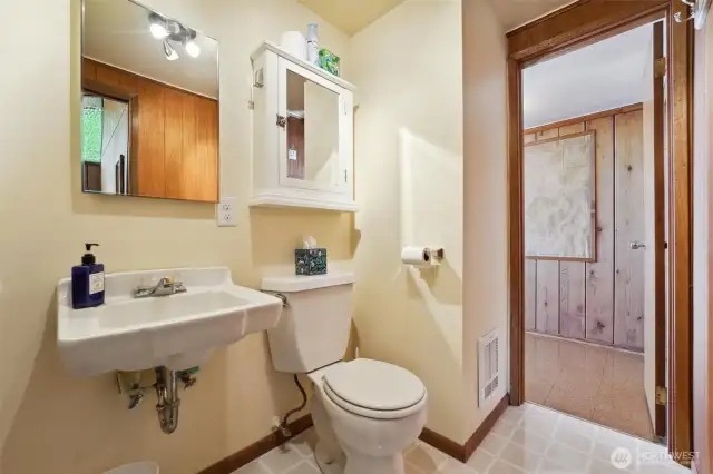 Nice sized bathroom with shower.