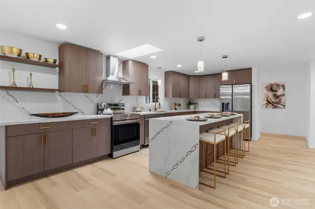 Amazing Kitchen with waterfall island and lots of Cabinet space