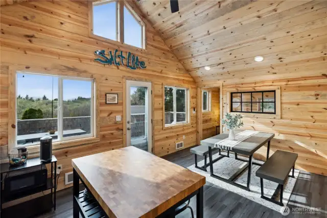 Kitchen with Floating Island and Coffee Station
