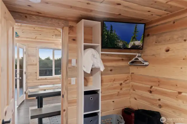 Closets and TVs in each room