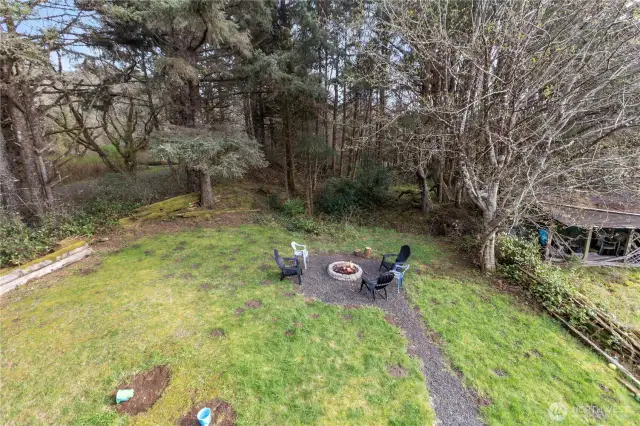 Big yard with fire pit