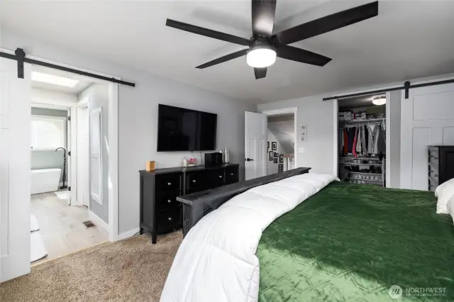 There are two walk in closets off the primary bedroom.