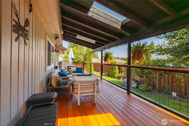 Brand new decking and railing across the back of the house.