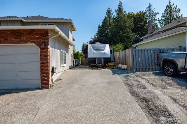 Extra parking along the side of the house.