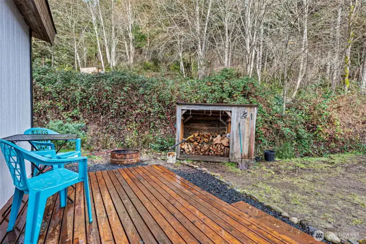 deck and fir pit