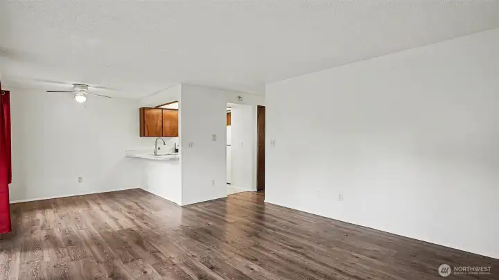 Living rm + kitchen