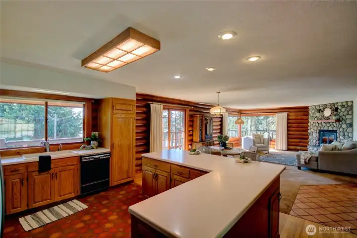 Kitchen looking toward dining and living room.