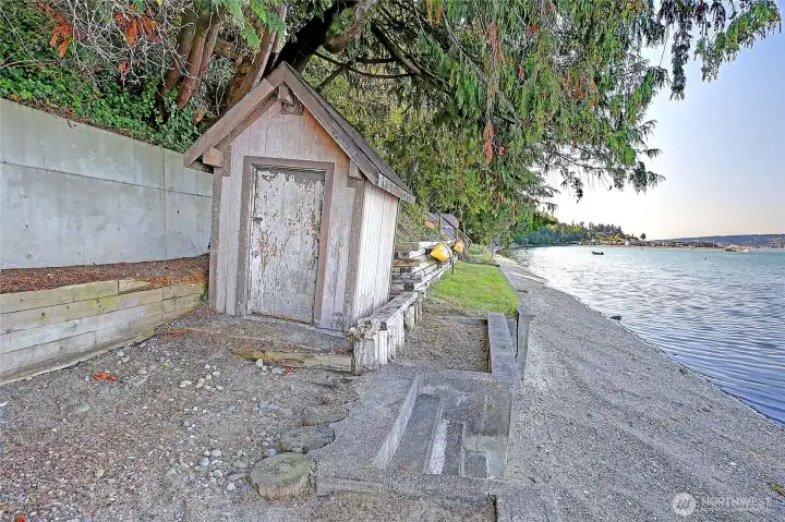 Bulkhead and storage shed at the beach keep all your gear organized and protected.