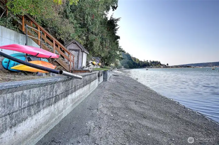 Bulkhead and storage shed at the beach keep all your gear organized and protected.