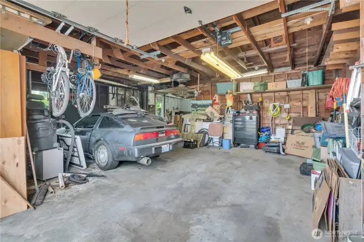 garage space for 2 cars and 1/2 bath