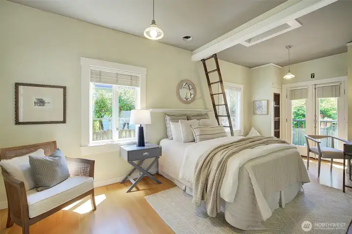 Sweet bedroom with window to the garden