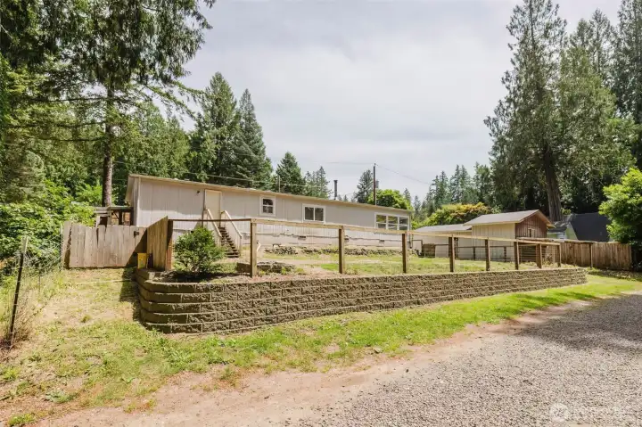 Large back yard, with extra parking.
