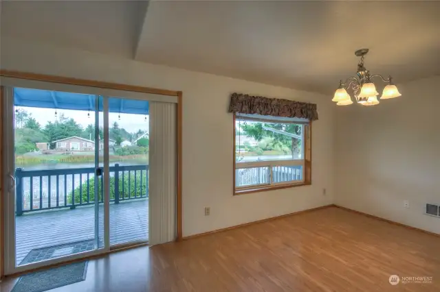 Dining area has spectacular canal views and is perfect for summer BBQ's and entertaining with easy deck access.