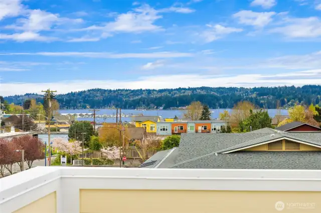 Stunning views from the upper level and this massive VIEW DECK! So cool.