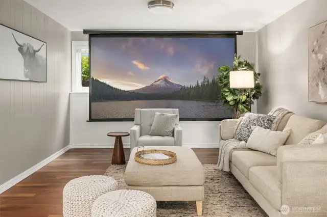 Enjoy movie nights (projector screen can stay if you'd like it to)