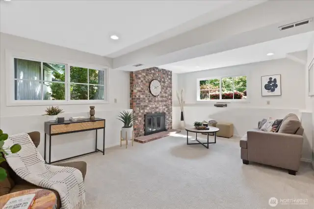 Lower level huge bright and sunny recreation room.