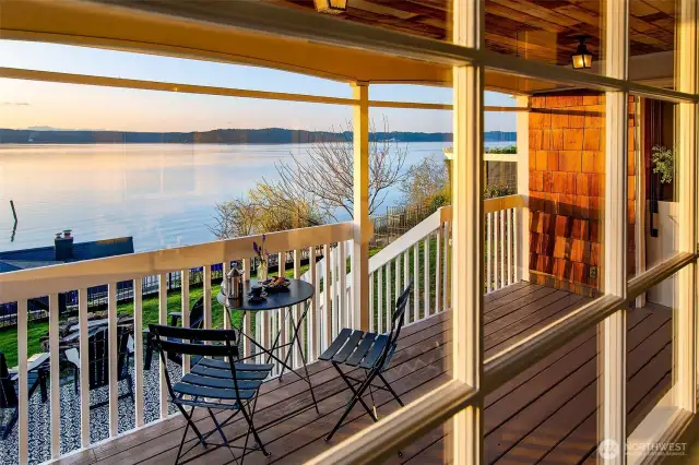 A front-row seat to the ever-changing waters of Puget Sound, this covered view deck invites morning coffee, sunset toasts, and unhurried conversations. Gaze across Browns Point to Vashon Island and the distant shimmer of Olympic peaks—each moment on this perch is a meditation in light, tide, and time.