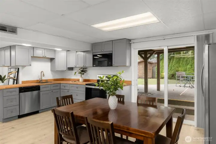 Downstairs kitchen and living area with separate access