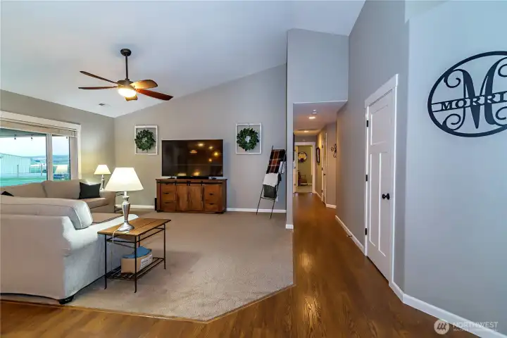 Wide hallway and multiple storage closets
