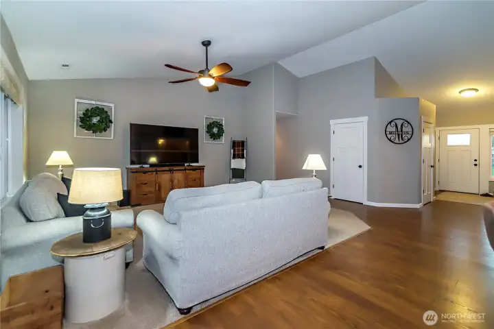 Living room is spacious yet cozy