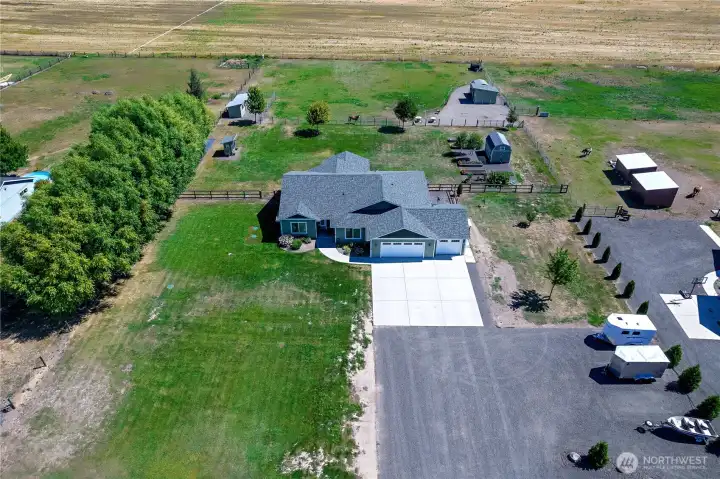 Easy access RV & trailer parking with easy access to frost free hose bib makes taking care of your investments easy.