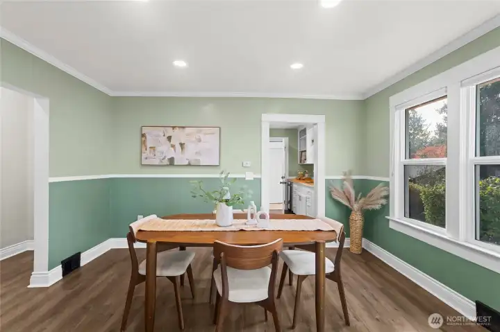 Large forma dining room with access to kitchen and bedrooms