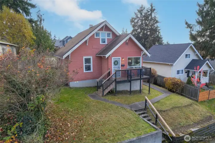 A view from the street, and a look at how the home sits on the hill