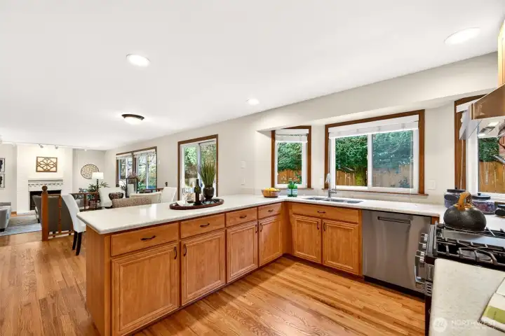 Kitchen designed for function, with generous counter space, ample cabinetry, and a window lined workspace that stays bright throughout the day. Updated appliances pair with major system upgrades, including 2024 furnace, air conditioning, and water heater, for comfort you can count on.