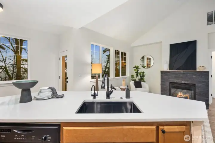 nice counter space with a hot/cold instant filtered water spout
